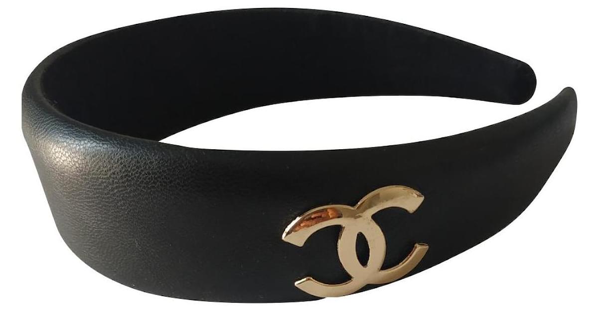 Chanel headband Black Leather ref.670313
