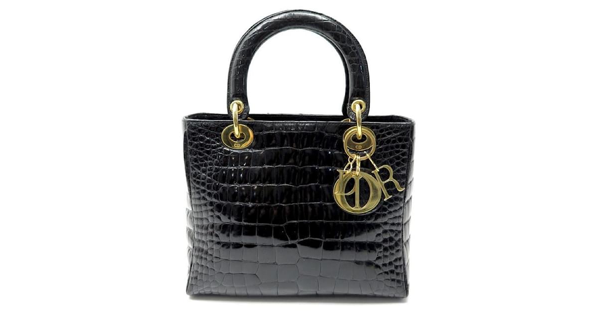 CHRISTIAN DIOR Black Crocodile Bag