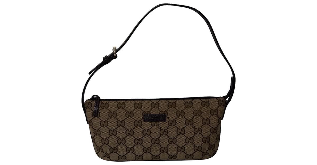 Gucci GG Pochette Boat Bag in Brown Canvas Cloth ref.671594 - Joli Closet