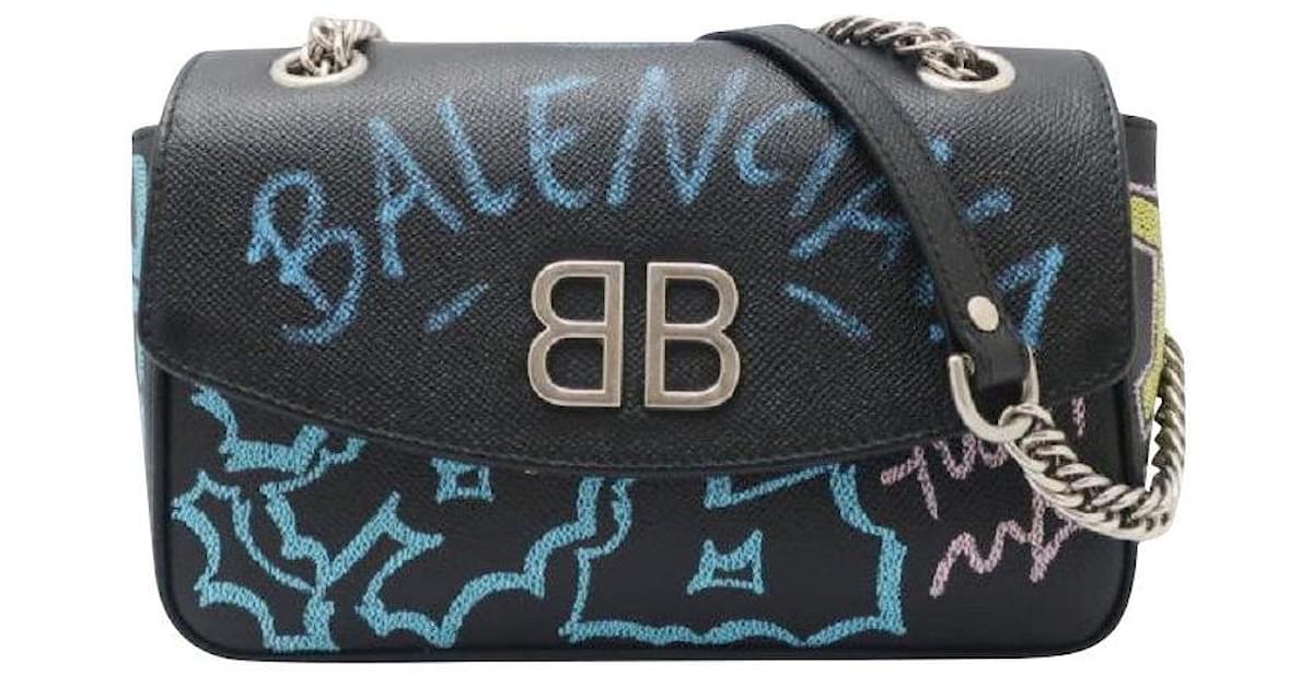 BALENCIAGA BB Round M Chain Shoulder Bag Leather Multicolor