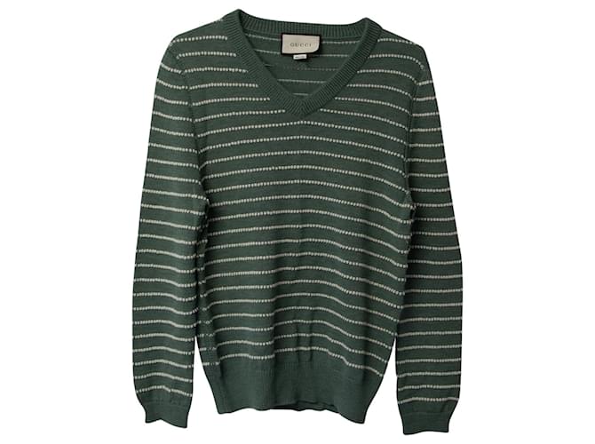 Pull Jigsaw Femme Vert Rayé - Mélange Laine Cachemire - Taille S - Très Bon état