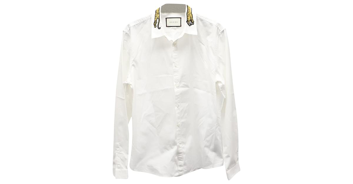 Camicia Oxford Gucci Duke applicata in cotone bianco ref.675575 Joli Closet