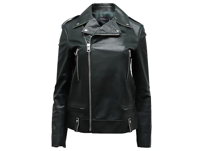 Joseph Biker Jacket in Green Leather Olive green ref.675626 - Joli