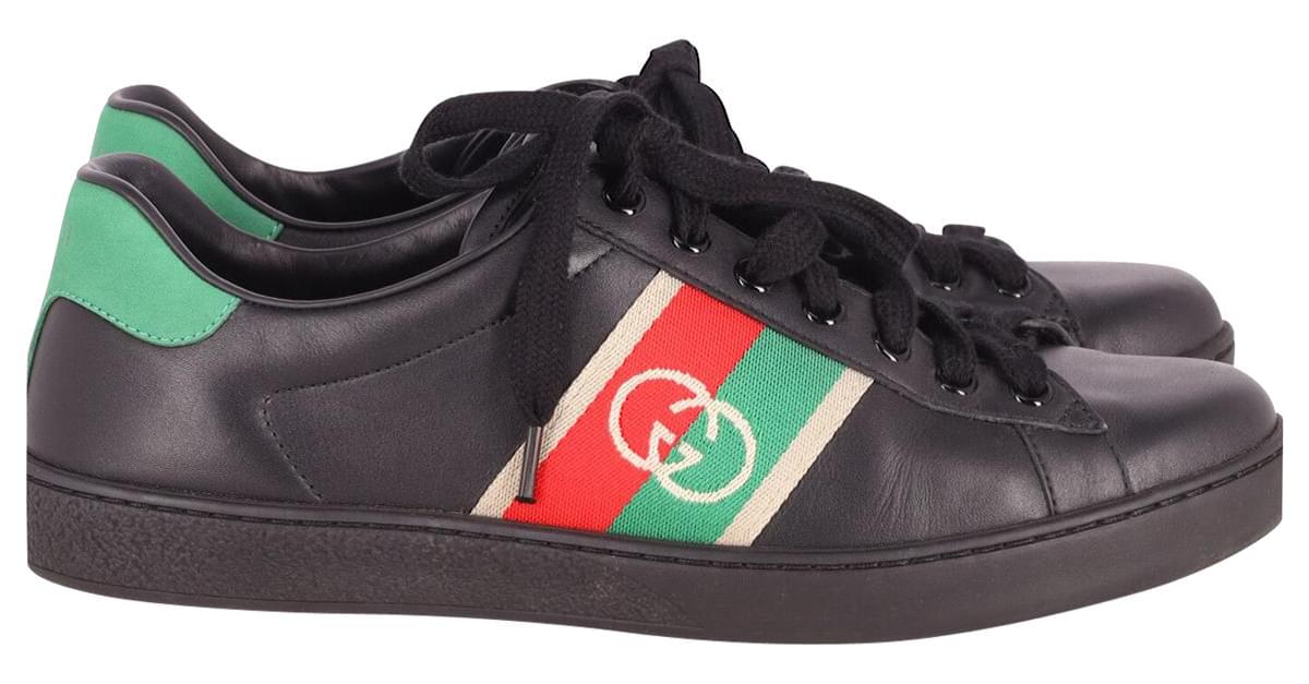 Gucci GG Ace Sneaker in Black Print Leather ref.675665 - Joli Closet