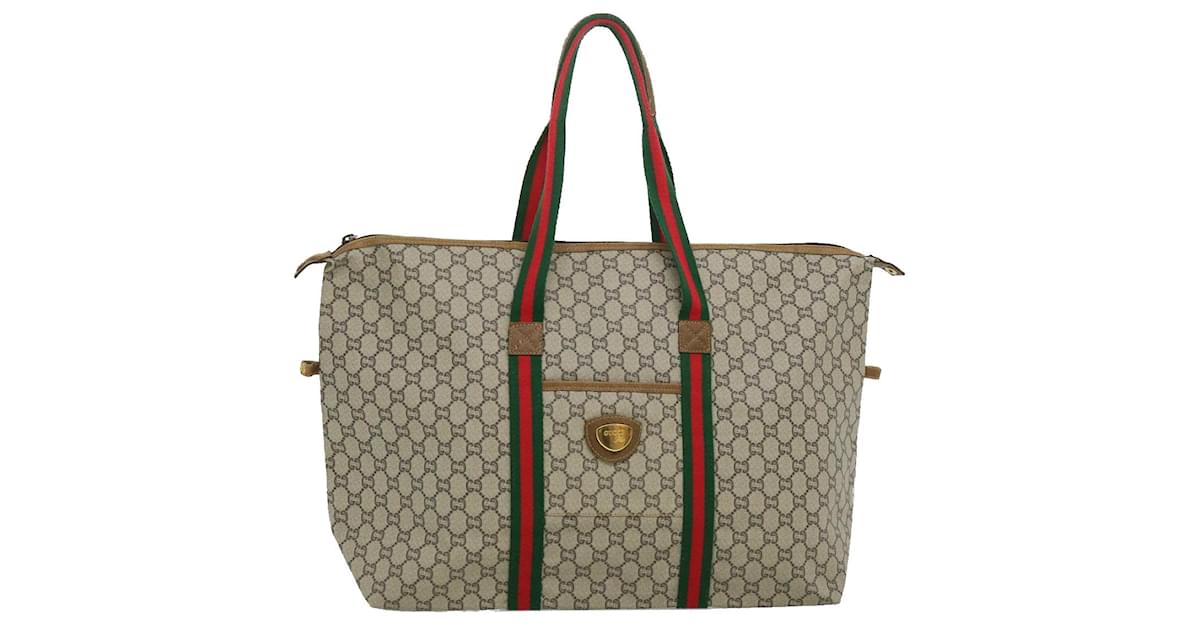 Gucci Duffle Travel Militare GG Beige Ebony Tmoro Bag Handbag Italy New