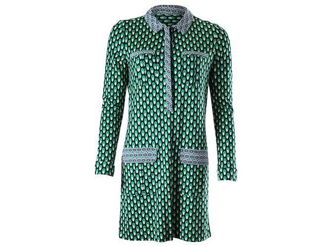 Robe Chemise En Soie Diane Von Furstenberg - Modèle Deandra Turquoise, Taille 8