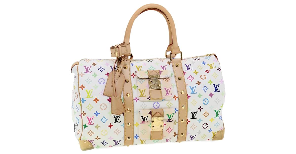 Auth LOUIS VUITTON M92641 Monogram Multicolor White Keepall 45