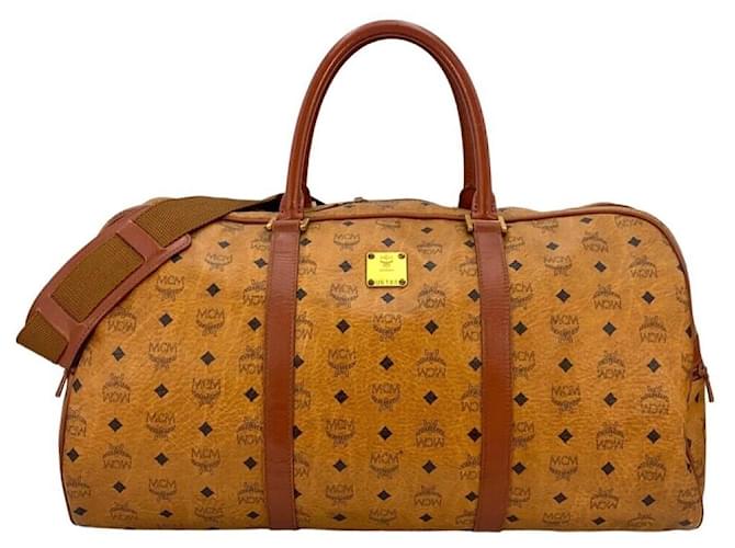 Sac De Voyage MCM Weekender – Vintage – Cognac/Marron – Toile Visetos – Unisexe