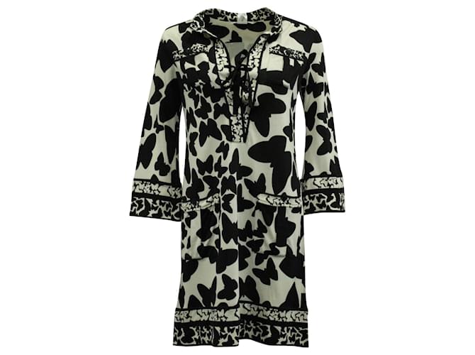 Diane Von Furstenberg Black & White Butterfly Print Midi