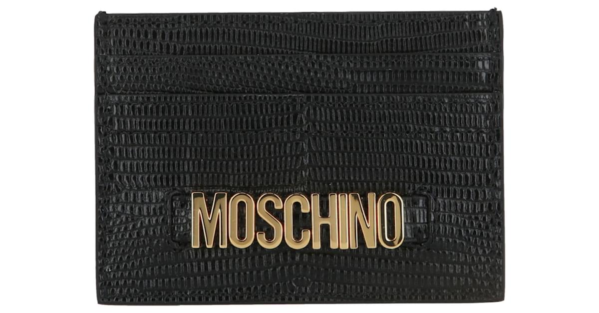 Moschino Leather Logo Card Holder Black ref.683388 - Joli Closet