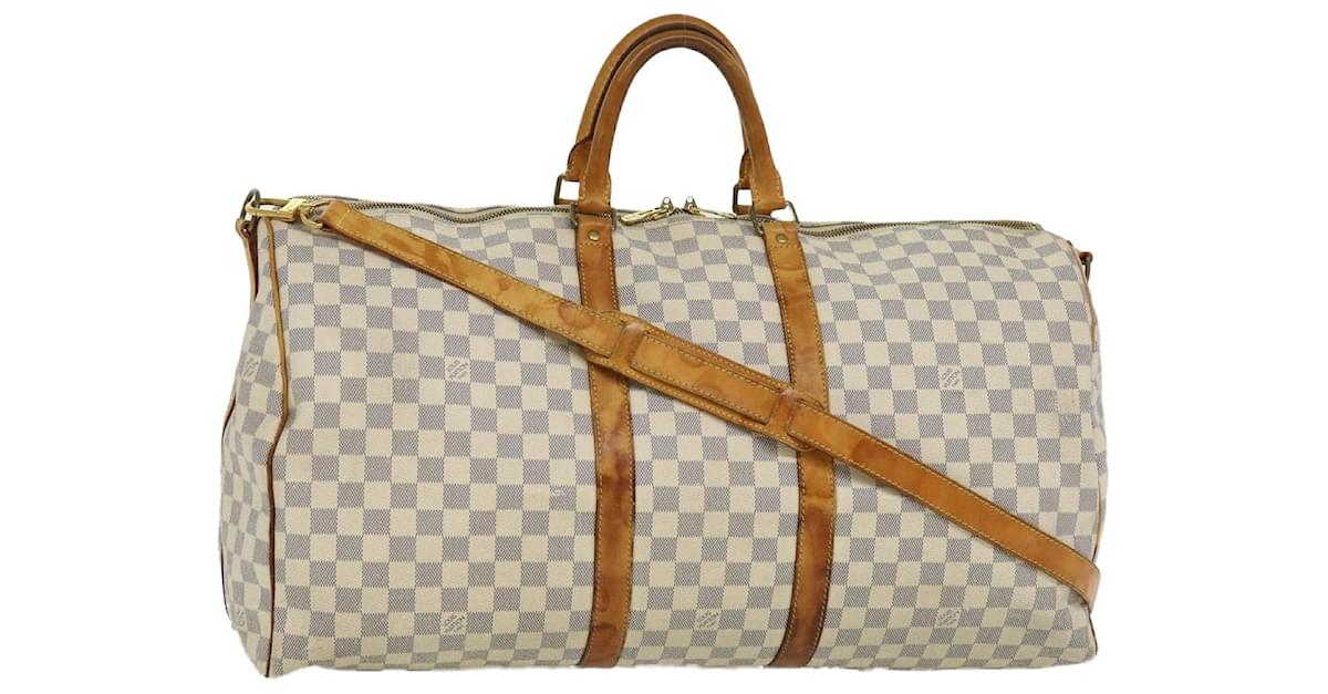 Louis Vuitton Damier Azur Keepall Bandouliere 55 Boston Bag N41429