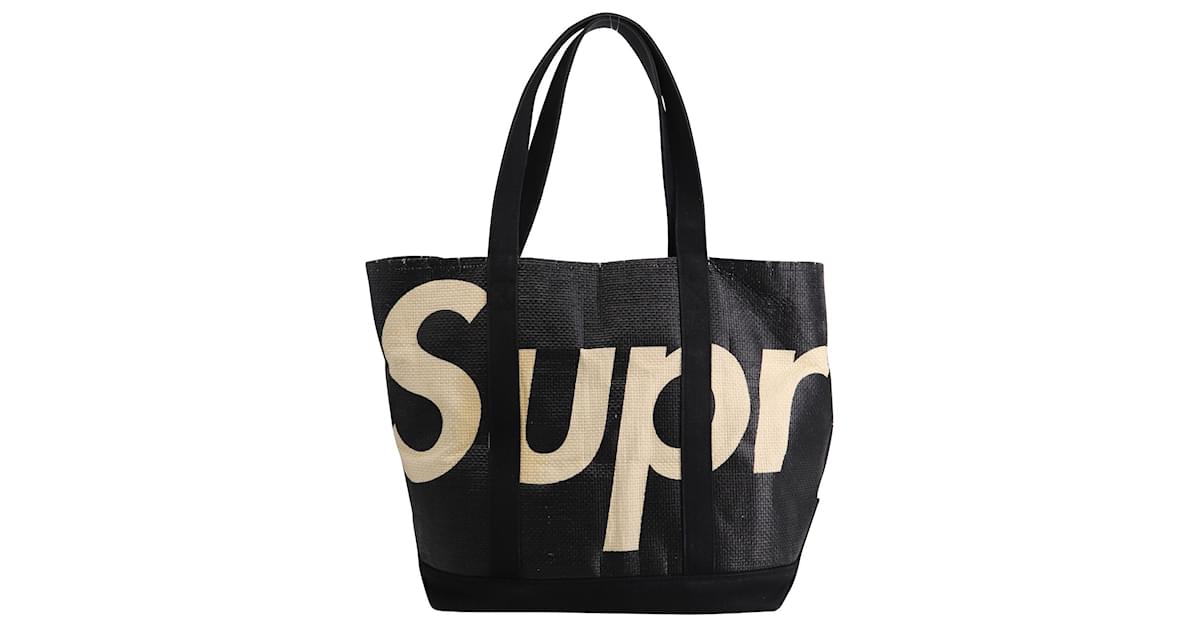 Supreme Raffia Beach Bag in Black Cotton ref.686712 - Joli Closet