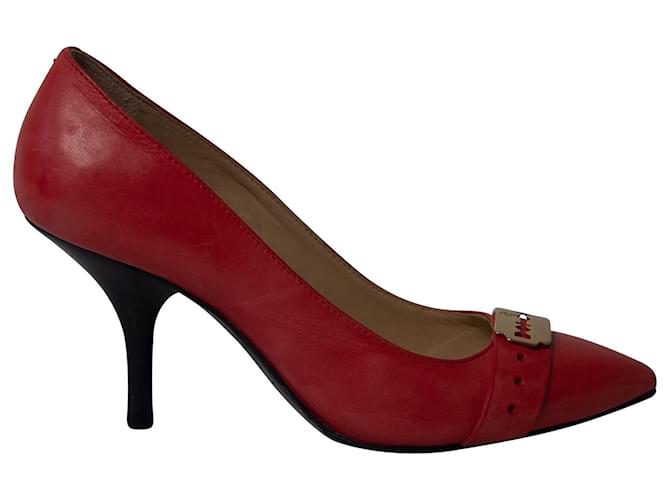 McQ Alexander McQueen Razor Stack Heel Court Shoes in Red Leather