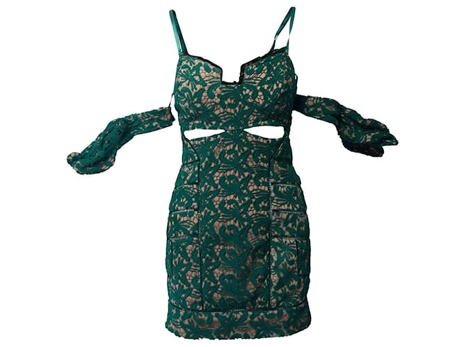 Self portrait Self-Portrait Sleeveless Lace Mini Dress in Green Polyester  (Sold) - Joli Closet