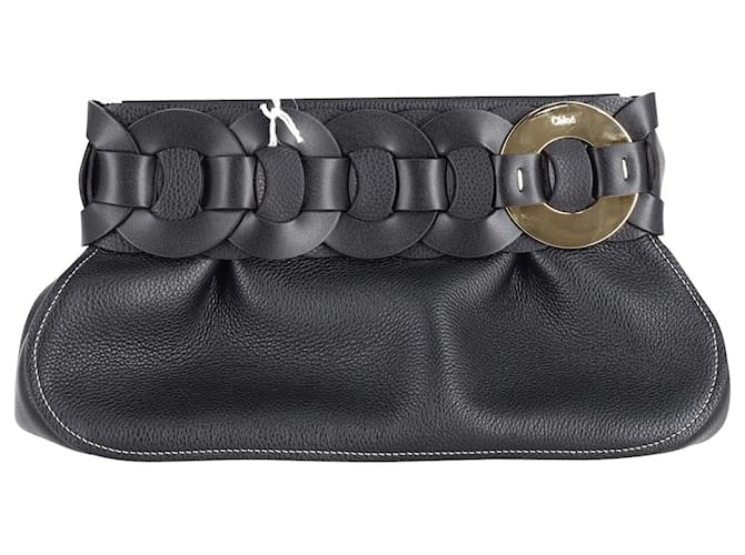 Chloé Darryl Geflochtene Clutch aus schwarzem Kalbsleder Leder