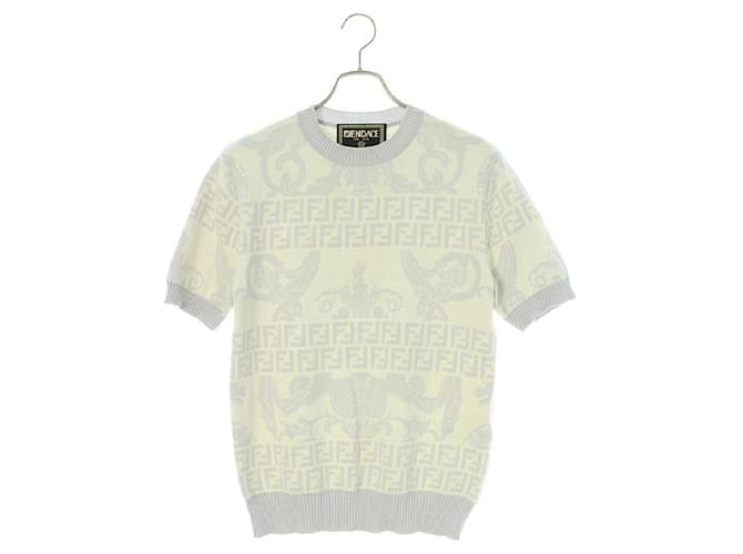 FENDI × Versace Short Sleeve Knit White Grey Wool ref.689136