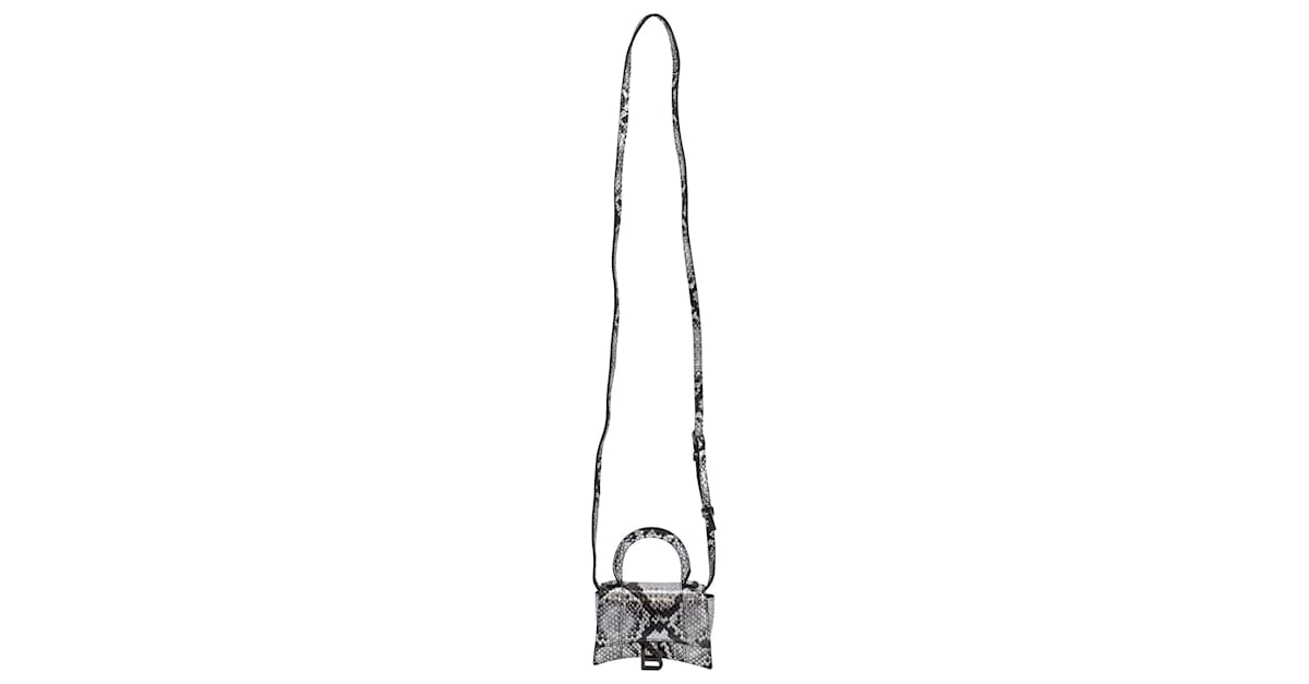 Silver Hourglass XS snakeskin-print sequinned bag, Balenciaga