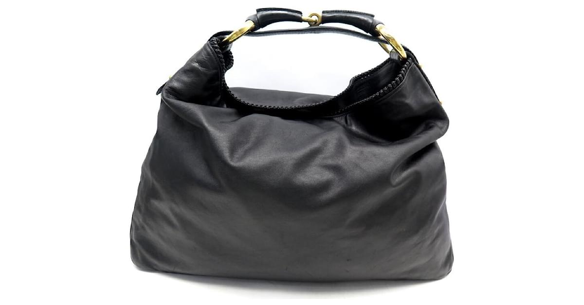 Gucci handbag bag 114900 HORSEBIT HOBO L BLACK LEATHER BLACK LEATHER HAND  BAG ref.691440 - Joli Closet