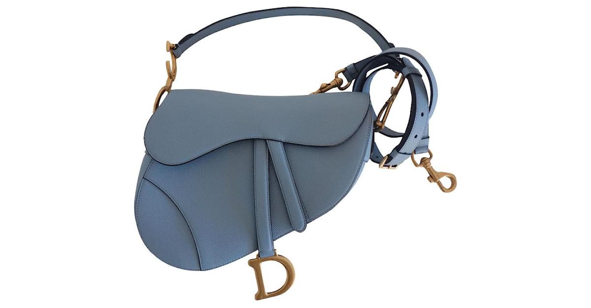 Dior - Saddle Pouch Cloud Blue Grained Calfskin - Women