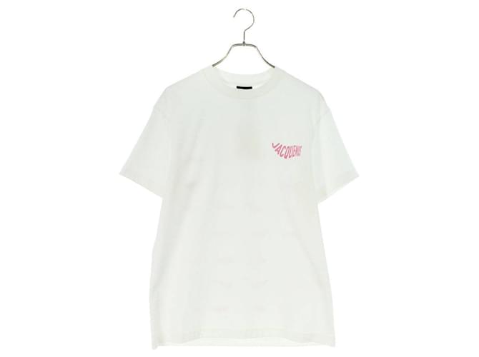 JACQUEMUS Logo print crew neck T-shirt Pink White Cotton ref