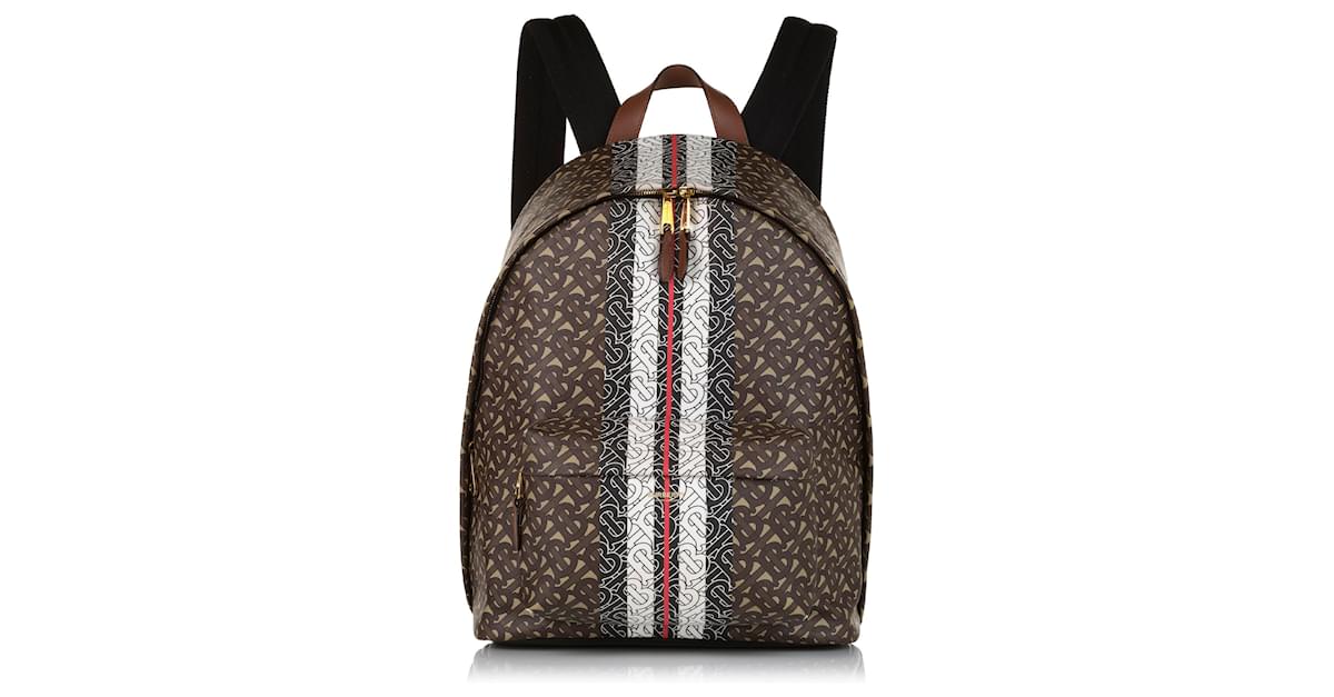 Burberry Brown Monogram Stripe Backpack Cloth Cloth ref.696222 - Joli Closet