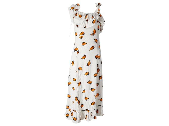 ganni dress orange flowers Ganni Dress Printed Light Crepe Slip