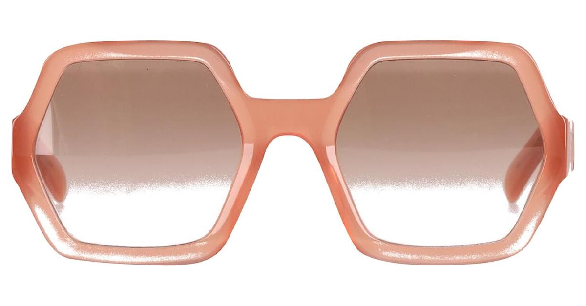 Céline Celine Octagon Polarized Sunglasses in Peach Acetate