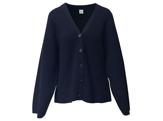 Totême Knitted Cardigan in Black Wool Joli Closet