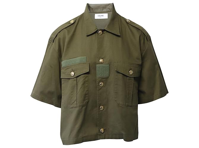 【残りわずか】CELINE＊MILITARY SHIRT IN COTTON WOOL TWILL military shirt in cotton wool twill - NAVY | CELINE