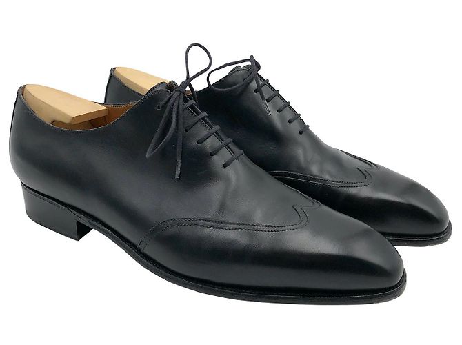 Derbies J.M. Weston 477 Richelieu En Cuir Noir - Taille 9E / 43, Fait Main En France - Occasion En Bon état