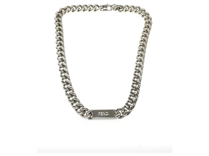 FENDI Chain link necklace Silver hardware Metal Joli