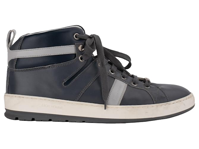 Graue und weiße Sneakers von Christian Dior Leder