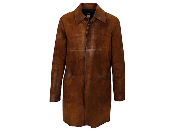 ジャケット・アウター A.P.C. BROWN LEATHER JACKET A.P.C. Leather Riders Jacket Brown Men's Size S From Japan