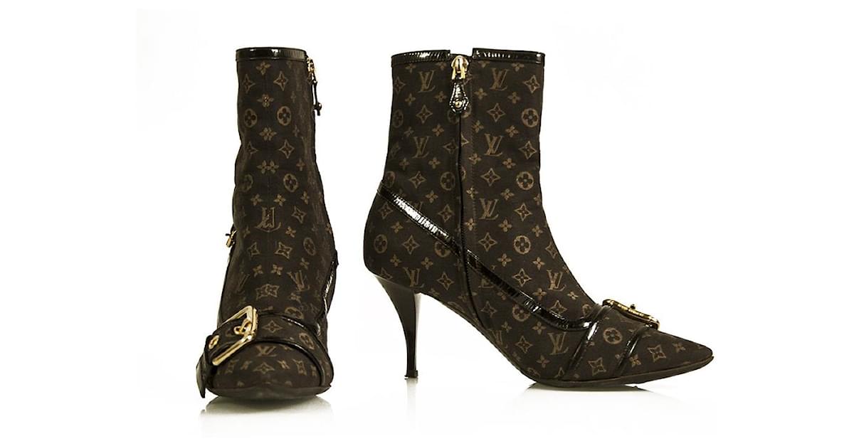 Louis Vuitton Jodie Monogram Mini Lin Pattern Riding Boots - Brown Boots,  Shoes - LOU749828