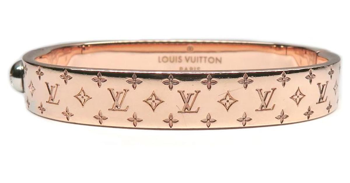 Louis Vuitton Nanogram Cuff Bangle Size S Pink Gold Metal M00253