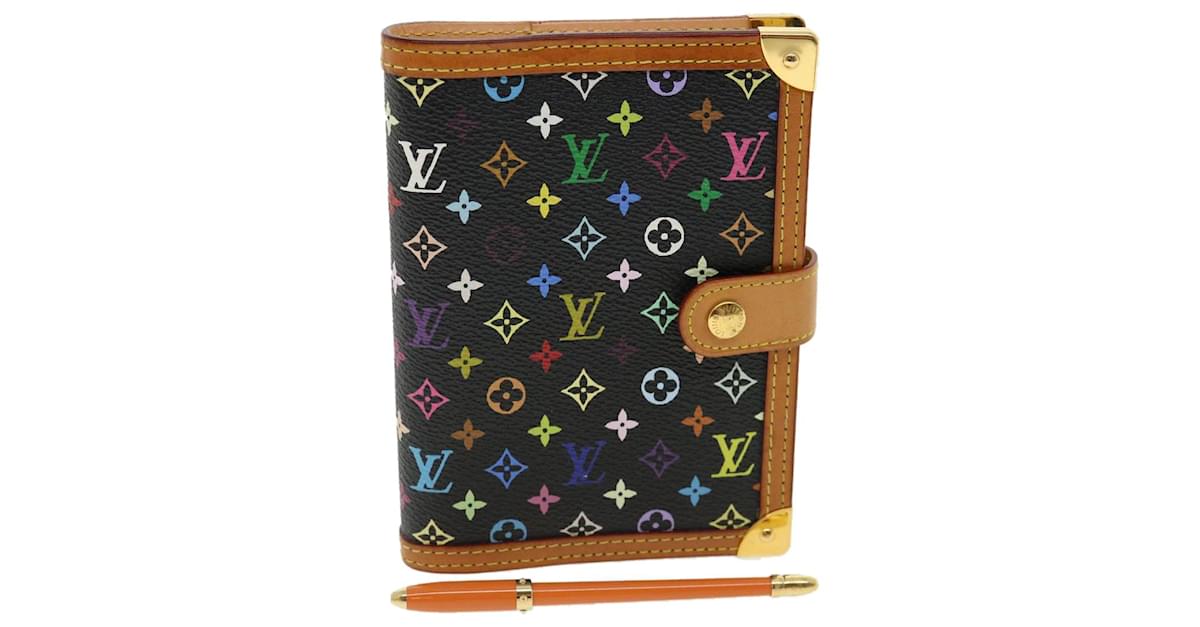 LOUIS VUITTON Multicolor Agenda PM Day Planner Cover Black R20895 LV Auth  31398