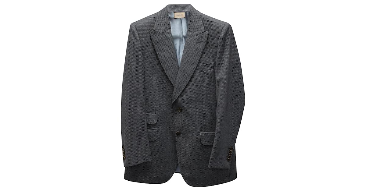 Gucci Embroidered Privilegium Perpetuum Blazer In Grey Wool Ref709683