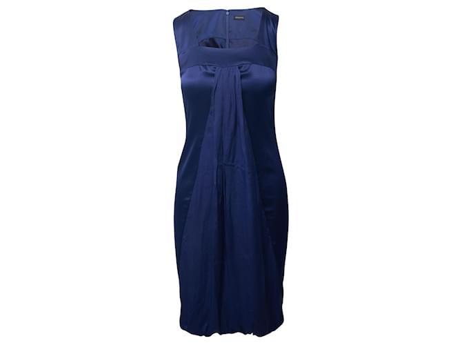 Robe En Soie Bleu Marine A Pois Superposes 1 main image 0