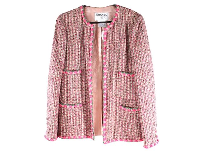 【25P 季節の行事にも /フェミニンな2色】CHANEL ジャケット 25C【美しいシルエット】ツイードジャケット CHANEL シャネル