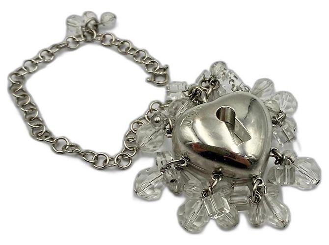 Bracelet Ancien Vintage Argenté Avec Breloques - Longueur 19-20 Cm - Occasion Bon état - Style Bohème