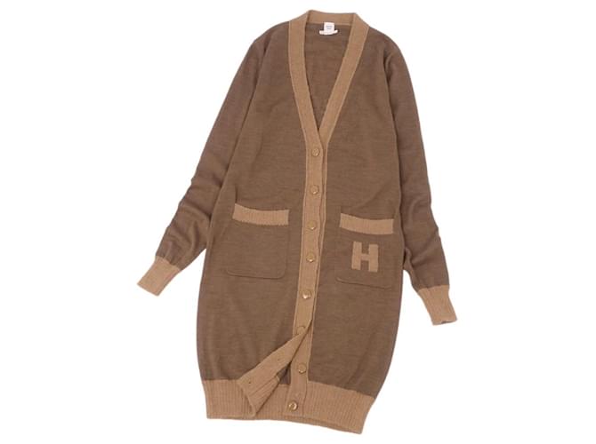 Hermès *HERMES Knit Long Cardigan H Logo Wool Alpaca Women's