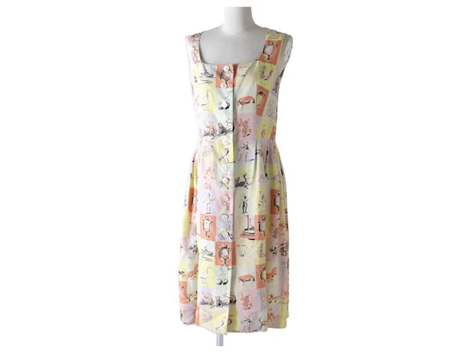 Herms * Hermes vintage ladies' silk shell button sleeveless long dress hem  pleat (Sold) - Joli Closet