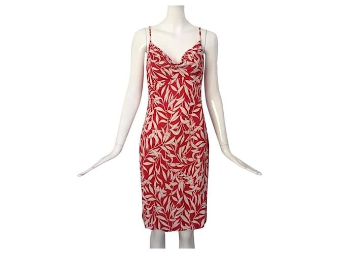 diane von furstenberg red silk dress Diane Von Furstenberg DVF Red Orange Blue White Silk Dress Size 4 New With Tags