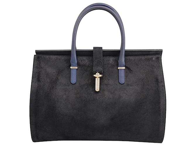 Everyday Balenciaga Tube Lock Bag in Black and Blue Leather ref