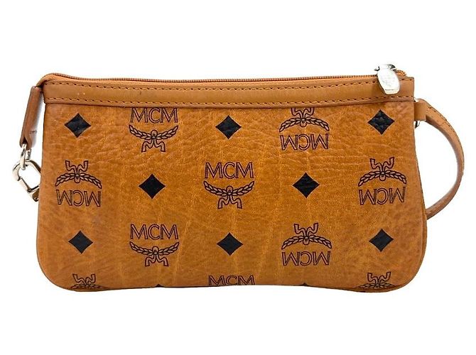 Pochette Vintage MCM En Toile Ciré Marron & Noir - Très Bon État Occasion