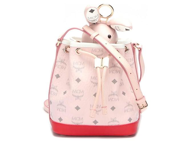 mcm Visetos Bunny Bucket Bag pink Leather Pony-style