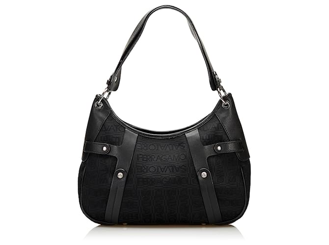 Salvatore Ferragamo Ferragamo Black Gancini Shoulder Bag