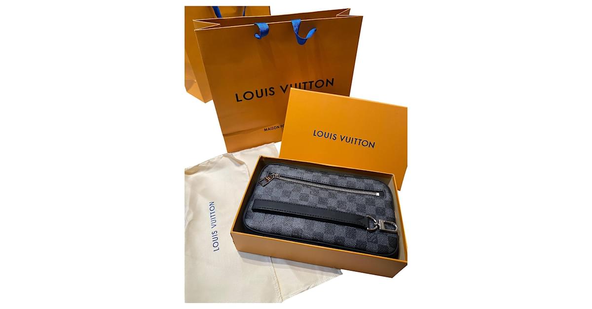 Bolso de Vuitton LV en lona Damier Graphite Azul Cuero ref.721153 - Joli Closet