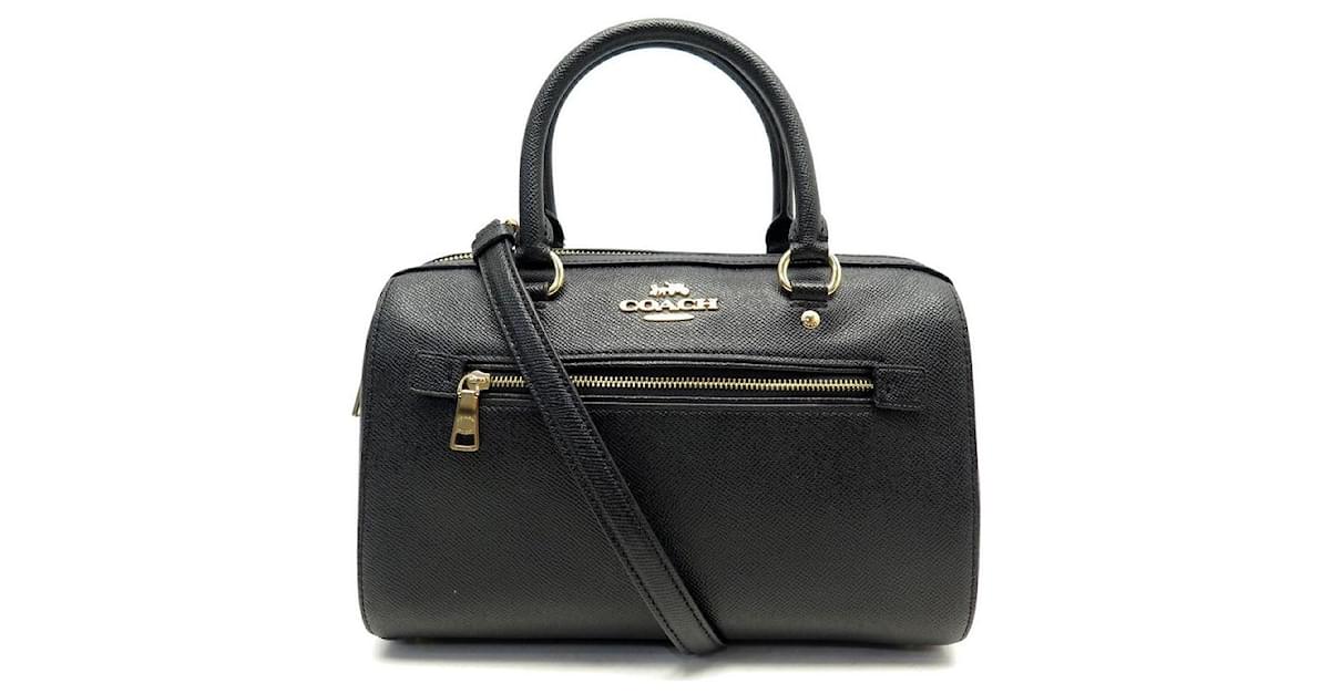 NEW COACH ROWAN SATCHEL F HAND BAG79946 BLACK GRAINED LEATHER SHOULDER  STRAP ref.721689 - Joli Closet