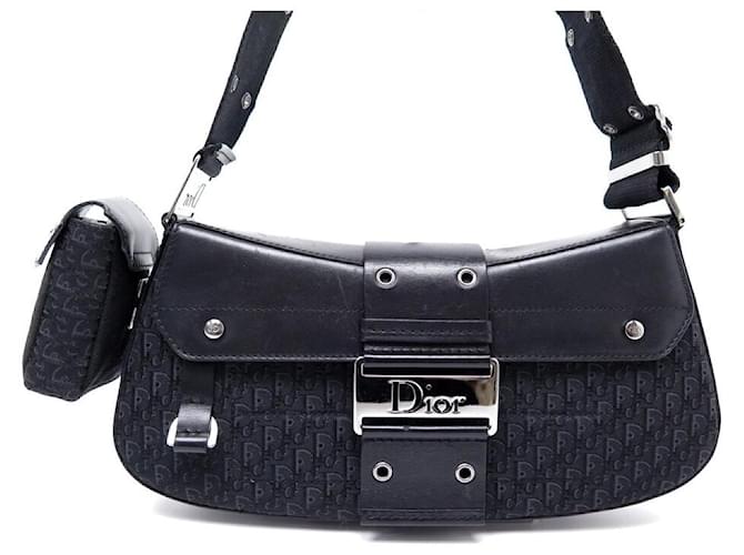 CHRISTIAN DIOR STREET CHIC OBLIQUE CANVAS AND BLACK LEATHER